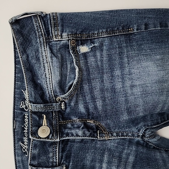 American Eagle Stretch Women's  Slim Boot Denim Faded Blue Jeans Size 2 Short - Picture 3 of 16